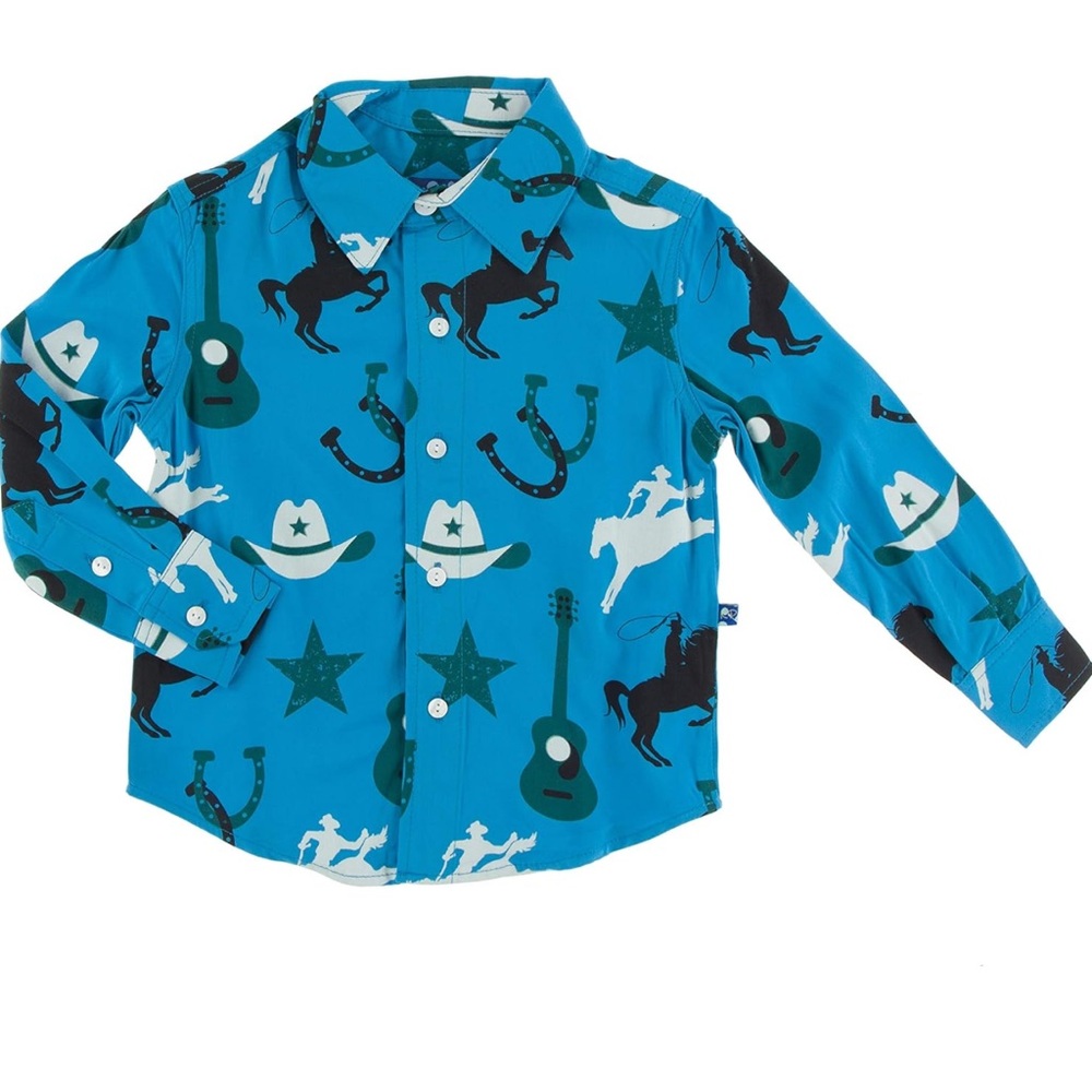KicKee Pants Print Long Sleeve Woven Button Down Shirt - Amazon Cowboy